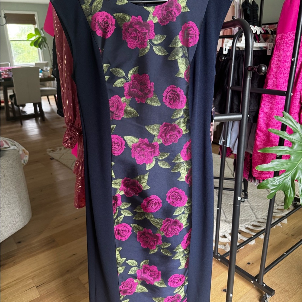 RACHEL Rachel Roy Pink Sheath Midi Dress Crew Neck Sleeveless